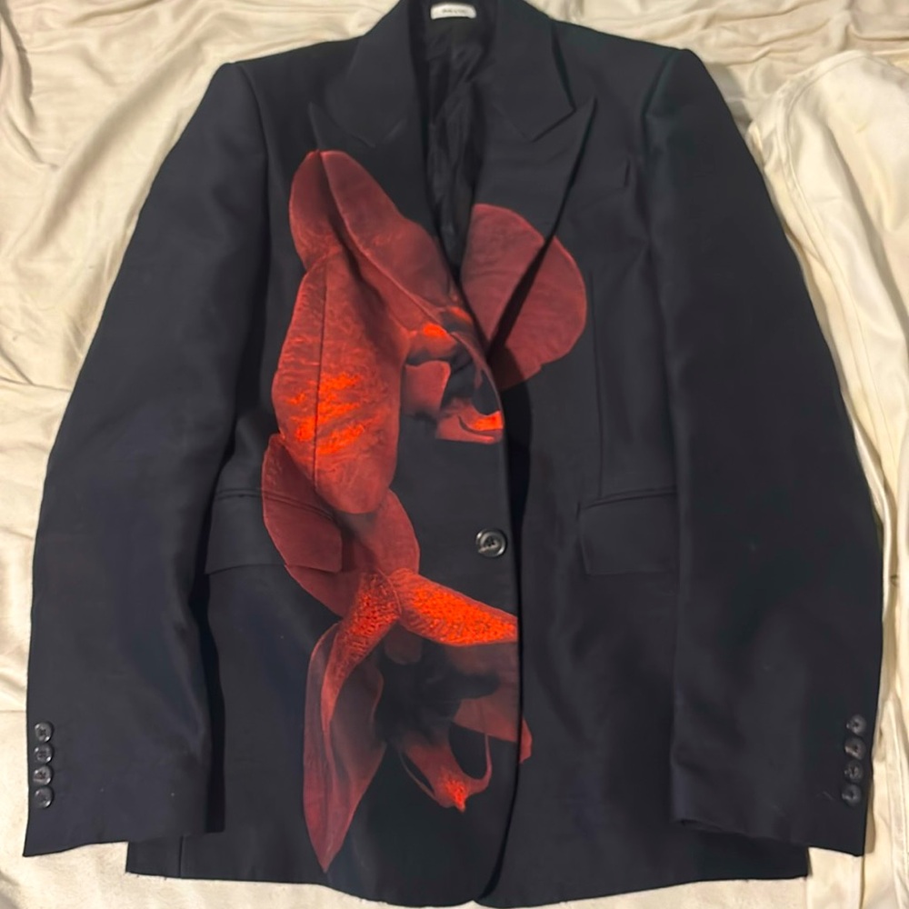 Alexander McQueen Black and Red Orchid Jacket/Suit